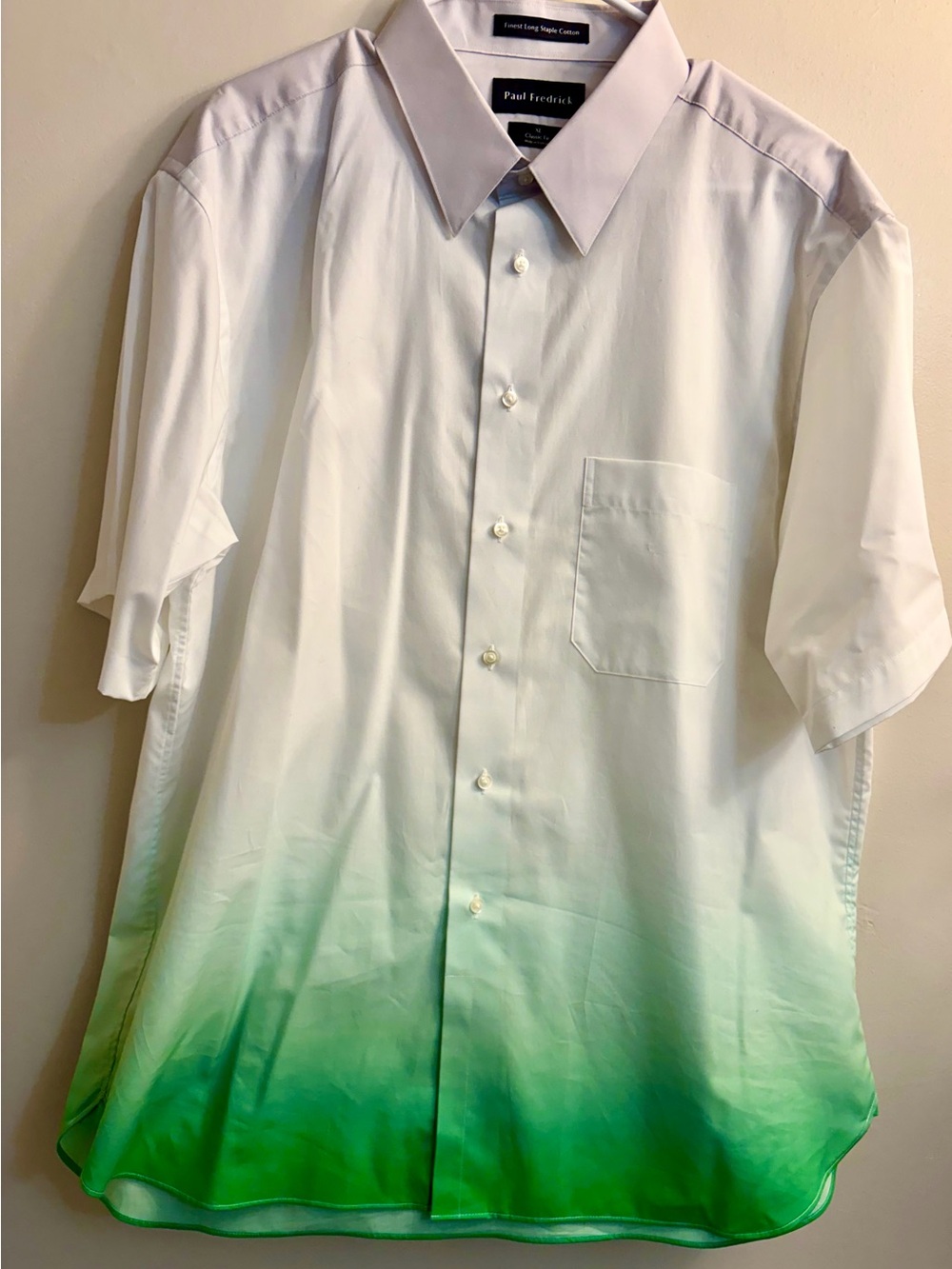Paul Fredrick Men's Short Sleeve Ombre Dip-Dyed Button Down Shirt